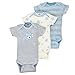 Gerber Baby Boys' 3-Pack Short-Sleeve Onesies Bodysuit, Gray/lt Blue, 0-3 Months