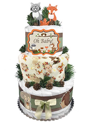 Woodland Creatures Diaper Cake - Baby Shower Gift - Oh Baby - Gender Neutral