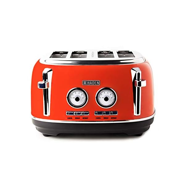 Haden-Jersey-Toaster--Electric-Stainless-Steel-Toaster-Four-Slice-Marmalade-CE45-NOT-RED Haden Jersey 4 Slice Orange Toaster – Electric Stainless-Steel Retro Toaster - Variable Browning Control - Reheat and…