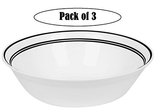 Corelle Livingware 1-Quart Serving Bowl,Classic Caf Black, Pack of 3