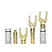 CERRXIAN Gold Plated 45 Degree Y Speaker Spade Connectors Fork Terminal Screw Locking Plug for DIY Speaker Wire,Insulated Connector Electrical Crimp Terminal (4pcs)