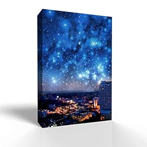 Canvas Wall Art Gorgeous City Under Space Canvas Prints Home Artwork Decoration for Living Room,Bedroom - 12x18 inches
