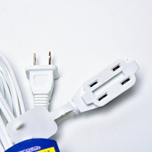 16 AWG 2 Prong Extension Cord (3 Outlet Extension Cord) with Tamper Guard White in 6 Feet - Thumbnail 2