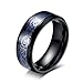 LEEYA NL12 8mm Tungsten Carbide Ring Silvering Celtic Dragon Blue Carbon Fibre Inlay Wedding Band Size 6-13 (11, Black)