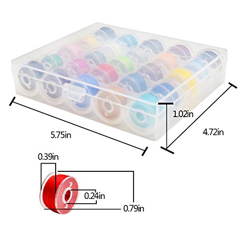 Bobbins and Sewing Threads with Case 25 Pcs Sewing Machine Bobbins for Brother Singer Babylock Janome Kenmore (Assorted Colors)