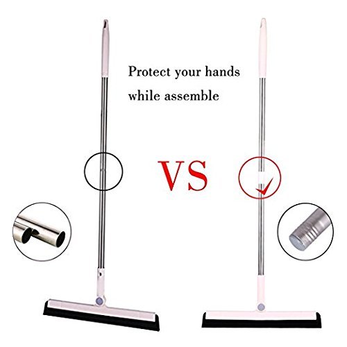 Removable Floor Squeegee Broom,Floor Squeegee Floor Wiper with 37 Inch Handle Stainless Steel Household Broom Cleaning Squeegee,Perfect for Wet Bathroom ,Pet Hair,Carpet,Tile,Pool Deck Sweeping Mop