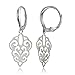 Sterling Silver High Polished Filigree Dangle Leverback Earrings