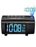 Mpow Projection Alarm Clock with Temperature Monitor, FM Radio, USB Charger, Auto-Off Projection, 2-Color Digit Display with 4 Dimmer, Weekend Mode, ℃/℉ Switch, DST, Sleep Timer, Snooze, Easy Setting