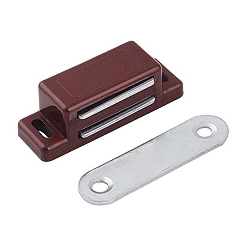 Loweryeah 10pcs Household Cabinet Door White/brown Plastic Shell Magnetic Catch Latch Plate (small magnetic suction)