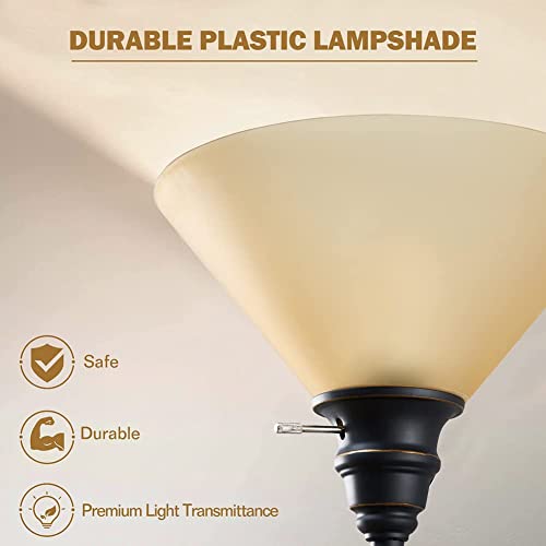 Floor Lamp, Standing Lamp, Torchiere Floor Lamp with 8W Main Light & 6W Adjustable Reading Lamp, Long Lifespan 2700K Eye-Caring Warm Lamps, 72\