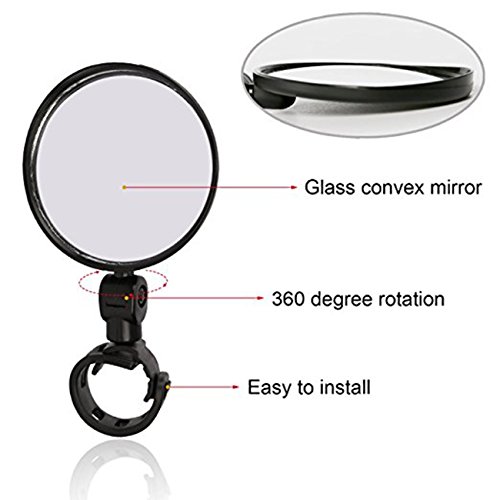 Do4U Bike Mirrors, 2pcs Bicycle Cycling Rear View Mirrors Adjustable Rotatable Handlebar Mounted Glass Convex Mirror for Mountain Road Bike (2pcs)