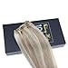 Sunny 14inch Clip in Blonde Hair Extensions Human Hair Dark Ash Blonde Highlight Bleach Blonde 7 pieces 120G Remy Human Hair Extensions Clip in Full Head