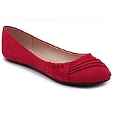Ollio Women's Shoe Decorative Pleat Casual Faux Suede Ballet Comfort Flat