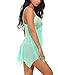 Ababoon Women Lingerie Lace Babydoll V neck Asymmetrical Sleepwear Strap Chemise,Green,Medium
