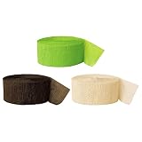Andaz Press Crepe Paper Streamer Hanging Party Decorations Kit, 240-Feet, Kiwi Green, Brown, Ivory, 1-Pack, 3-Rolls, Camouflage Woodland Colored Wedding Baby Bridal Shower Birthday Supplies