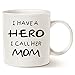 MAUAG Coffee Mug, Ceramic Hero Mom Mug, Funny Best Mother's Day and Birthday Gift, 14 fl oz, White