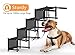 Dog Car Step Stairs Foldable SUKI&SAMI Metal Frame Folding Dog Ramp for Car,Lightweight Portable Large Dog Ladder,for Dogs and Cats,SUVs and Trucks,Couch and Bed,Protect Pets' Joint and Knee