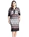 Chicwe Women's Plus Size Printed Zipped V Neck Border Dress - Knee Length Casual and Work Dress 18