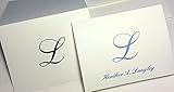 50 Personalized Note Cards with Initial Plus Full Name. Set of 50 with Matching Envelopes. Choose Black or Slate Blue Print. A Great Personalized Gift! (Slate Blue Print)
