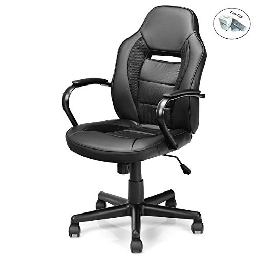 Gaming Chair Mid-Back Office Chair Racing Chair Black Only by eight24hours + Special Gift