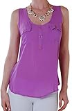 Humble Chic Women's Button Pocket Tank - Soft Sleeveless Blouse