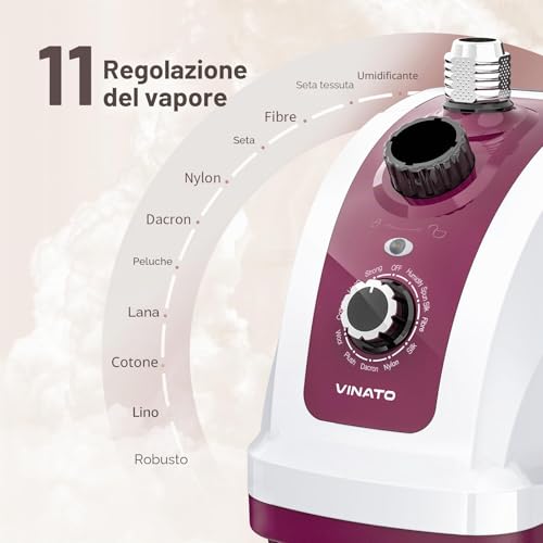 VINATO Vertical Ironing Machine, Vertical Steam Iron with Water Tank, 11 Steam Functions Vertical Ironer, Steam Brush for All Types of Fabrics – 1950W