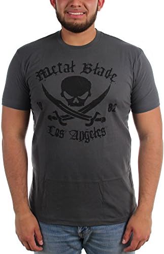 Metal Blade Records - Mens Pirate Logo Black On Dark Heather T-Shirt, Size: Large, Color: Dark Heather
