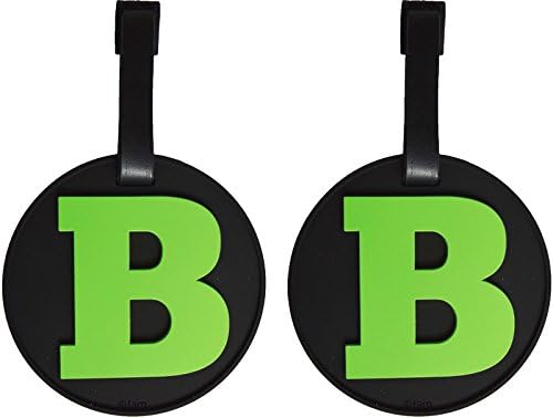 Set of 2 Luggage Tags Initial Letter B Alphabet 3-D Color on Black Personalized Reinforced Bendable Heavy Duty ID Tag