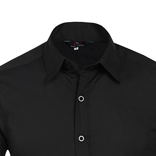 PAUL JONES Mens Casual Slim Fit Dress Shirts Black(L) FrenzyStyle