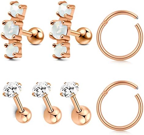 16G 7PCS Cartilage Tragus Earrings Set for Women Girls Helix Conch Daith Piercing Jewellery