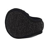 Flammi Men Women Foldable Ear Warmers Behind Head Earmuffs (Knit/Black Grey)