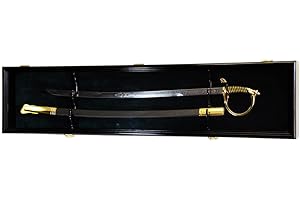 sfDisplay.com,LLC. Single Sword & Scabbard Display Case Cabinet Wall Rack Custom Colors - Lockable (Black Finish w/LED, Black Felt Background)