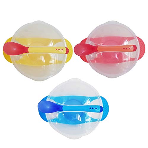 Tureens - Baby Bowl Cover Spoon Dinnerware Set Infant Cutlery Sets Resistance Temperature Sensing Feeding - Flatware K Infant Set Cutlery Set Sets Spoon Silverware Bag Enamel Cutlery Spoon Ki