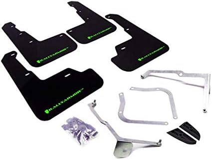 Rally Armor MF32-UR-BLK/CGN Black, Green Mud Flap with Logo (15-18 Subaru WRX/STi Sedan UR), 1 Pack