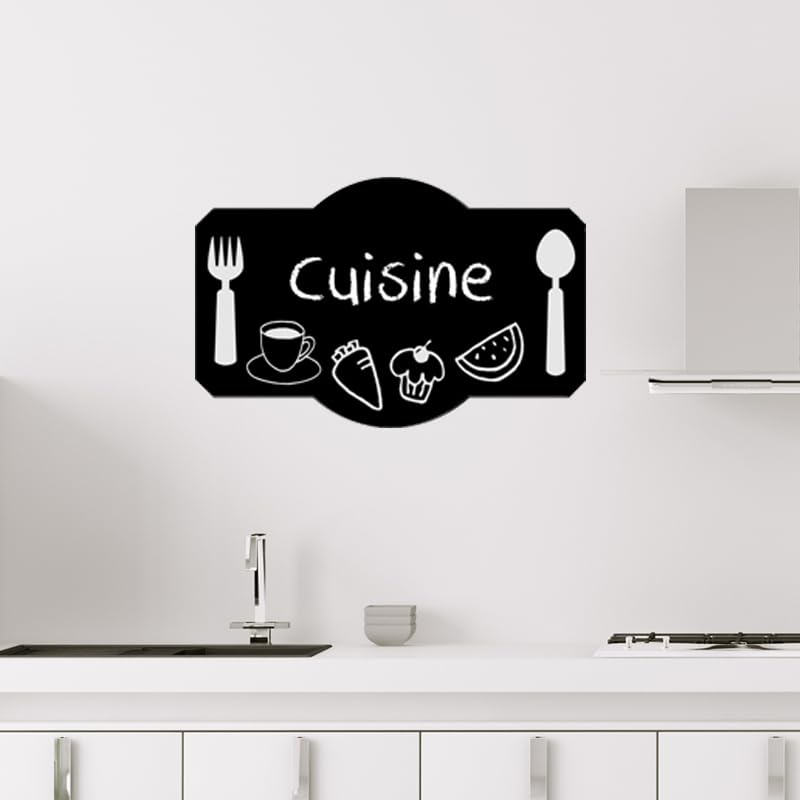 Ambiance Sticker Ardoise Tableau Noir - Stickers Muraux Adhésif Effaçable - Design Plateau de Cuisine - H15 x L25 cm