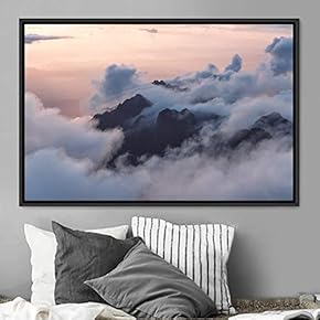signwin Framed Canvas Wall Art Foggy Mountains Aerial...