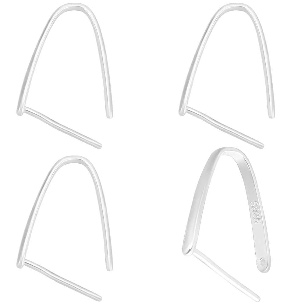 Beebeecraft 1 Box 6Pcs Snap on Bails 925 Sterling Silver Pendant Clasps for Clasps Pinch Clip Dangle Charms Jewellery DIY Craft Making (Pin: 1mm)