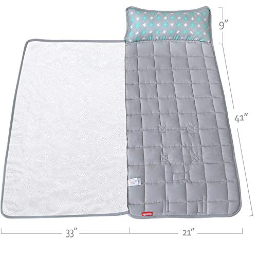 Nap Mat for Toddlers, Kids Nap Mat with Removable Pillow and Fleece