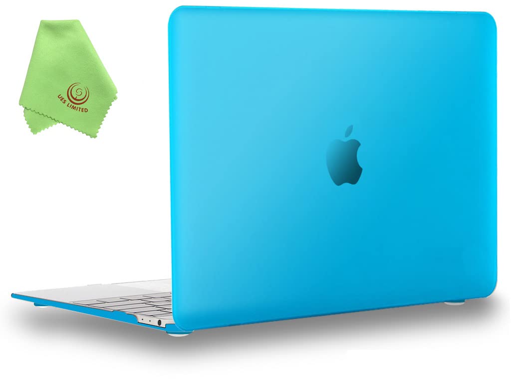 UESWILL Smooth Touch Matte Hard Shell Case Cover Compatible with MacBook 12 inch with Retina Display (Model: A1534) + Microfibre Cleaning Cloth, Aqua Blue