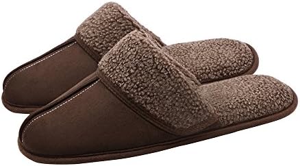 OSHOW Mens Slippers Slip-on Indoor Outdoor Scuff Fluff Slippers Bedroom Home Slipper