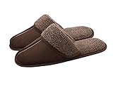 OSHOW Mens Slippers Slip-on Indoor Outdoor Scuff Fluff Slippers Bedroom Home Slipper