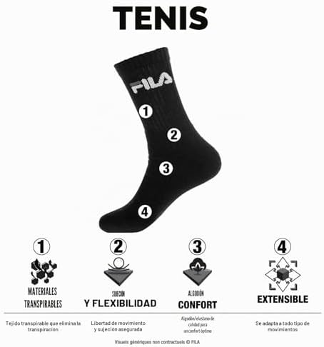 Meias masculinas fila, algodão, conjunto de 6, ajuste ideal e respirável