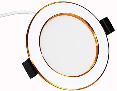 LAGPOUSI LED Downlight 5W Round Recessed Lamp 120V Three-Stage Dimming Bedroom Kitchen Indoor LED Spot Lighting (White + Gold, 6 Pack)