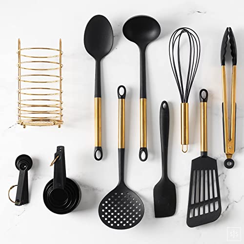 Black and Gold Kitchen Utensils with Stainless Steel Gold Utensil
