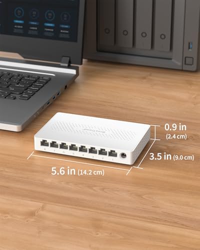 BrosTrend 2.5Gb Switch, 8 Port Network Switch 2.5 Gigabit, Unmanaged Ethernet Switch for Game Console, NAS, PC, Computer Networking Switch Plug & Play Fanless, Desktop Wall Mount, Lifetime Protection