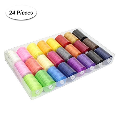 Polyester Sewing Thread,HAITRAL 24 Colors 1000 Yards Each Spools Embroidery Thread for Hand and Sewing Machine Use