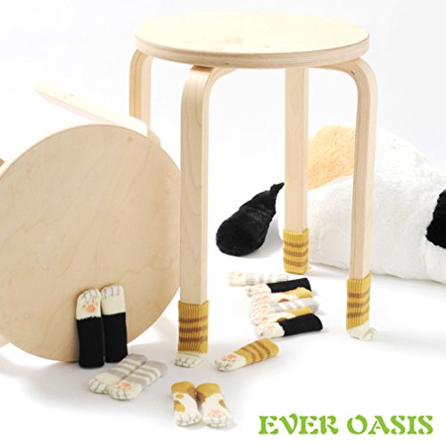 20PCS (5 Sets) Chair Socks Fancy Table Leg Pads with Cute Cat Paws Design, Reliable Furniture and Floor Protector, 4 Different Patterns + 1 Motley Ginger Pattern - Pack of 20 socks - Thumbnail 4