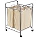 JEFEE Laundry Sorter Cart kaundry Sorter Divided Hamper with Heavy Duty Rolling Wheels, Heavy Duty Double Bag Laundry Sorter Cart for Clothes Storage, Cream…