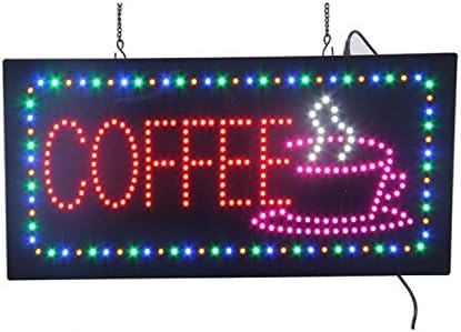 HIDLY LED Coffee Cafe Espresso Open Light Sign Super Bright Electric Advertising Display Board for Message Business Shop Store Window Bedroom 19 x 10 inches