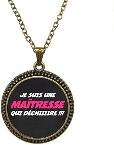 Glass Dome Cabochon Necklace Pendants je suis sune maitress qui dechiiire Gemstone Fashion Jewelry for men women